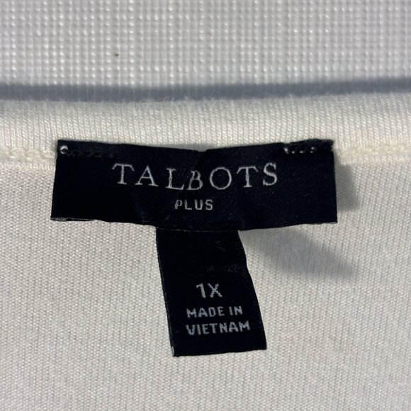 Talbots Womens Plus Size 1X Ivory Pleated Sleeve Blouse Top Rayon/Polyester - Picture 5 of 8